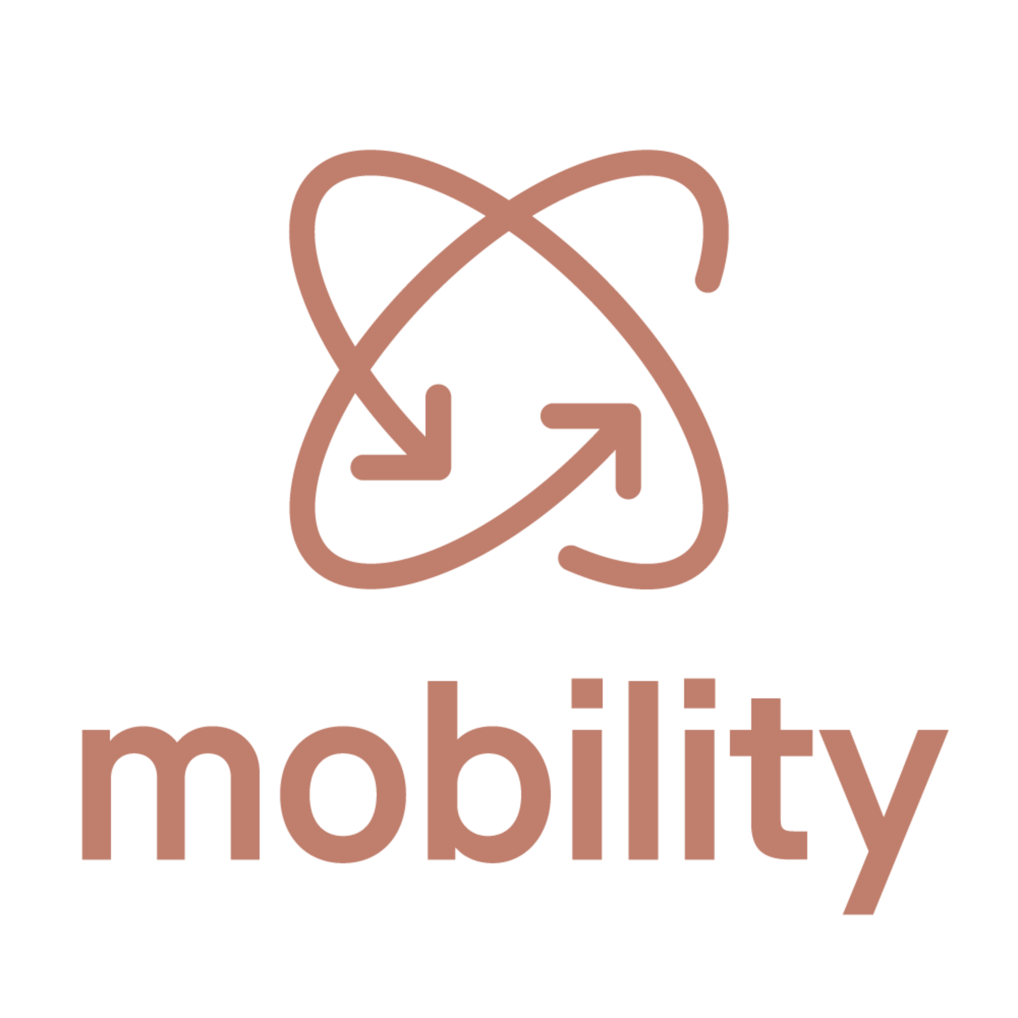 Logo with the word 'mobility' and a circular arrow design on a white background